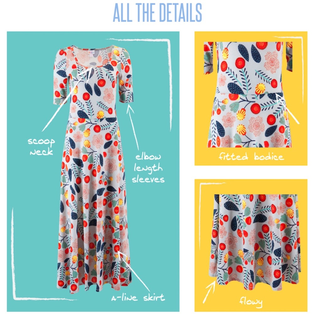 LuLaRoe Ana Maxi Dress Elegant Blue With Metallic Gold XS & SM Available NWT! - Picture 7 of 12